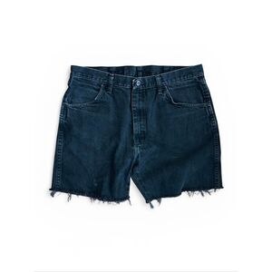 Black Denim Rustler Jean Cut Off Shorts 36”